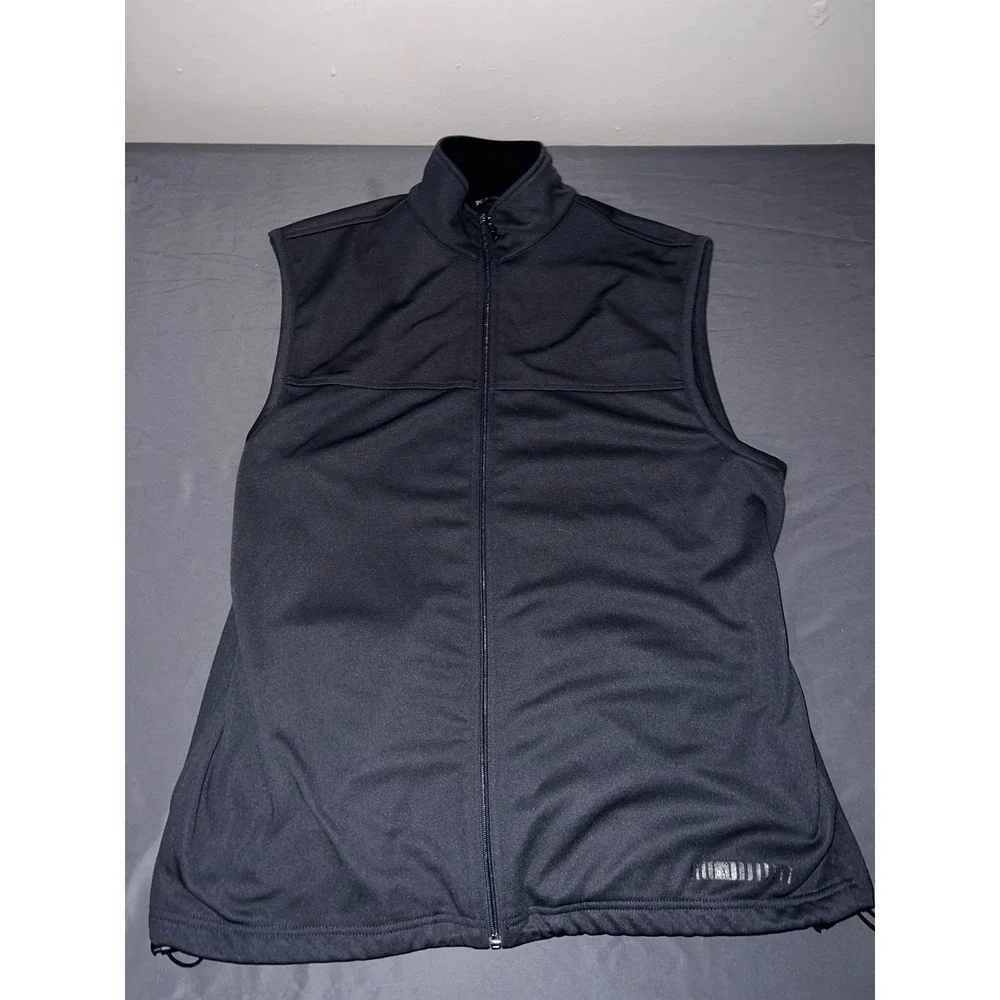 PGA Tour Mens Full Zip Golf Vest Black Mock Neck Performance Sleeveless Large